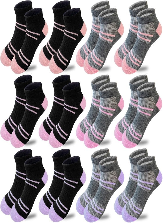Bemeol 12 Pairs Girls Socks Kids Low Cut Ankle Athletic Socks Cotton Sports Sock(5-7 Years) - Image 1